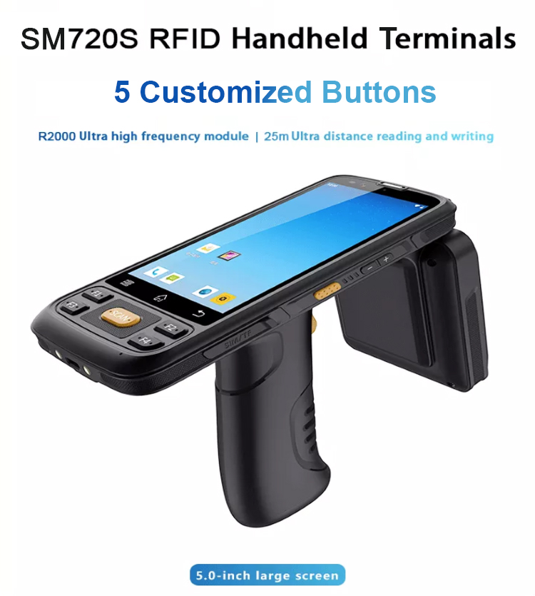Terminal PDA Android UHF intelligent avec lecteur de codes-barres
